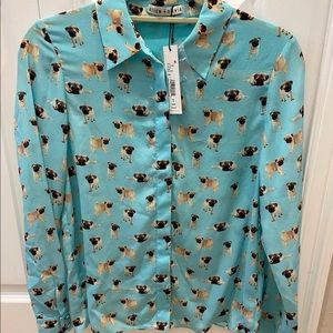 Alice + Olivia Willa dog print long sleeve  NWT